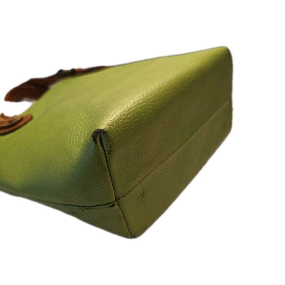 Maurizio Taiuti ITALY Satchel Tote Lime Green Pebbled Leather Small Handbag - Picture 7 of 16